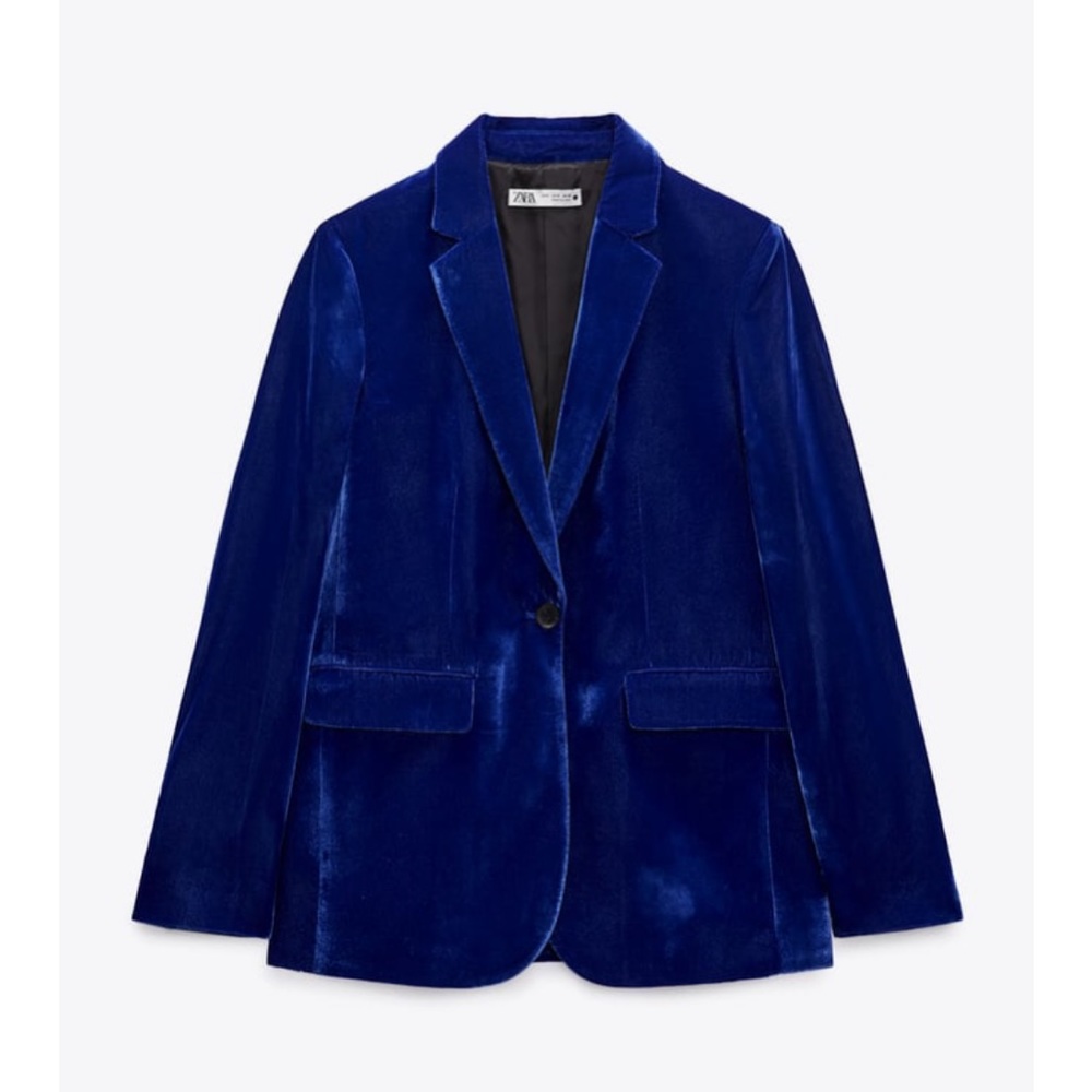 ZARA Pocketed Velvet Blazer